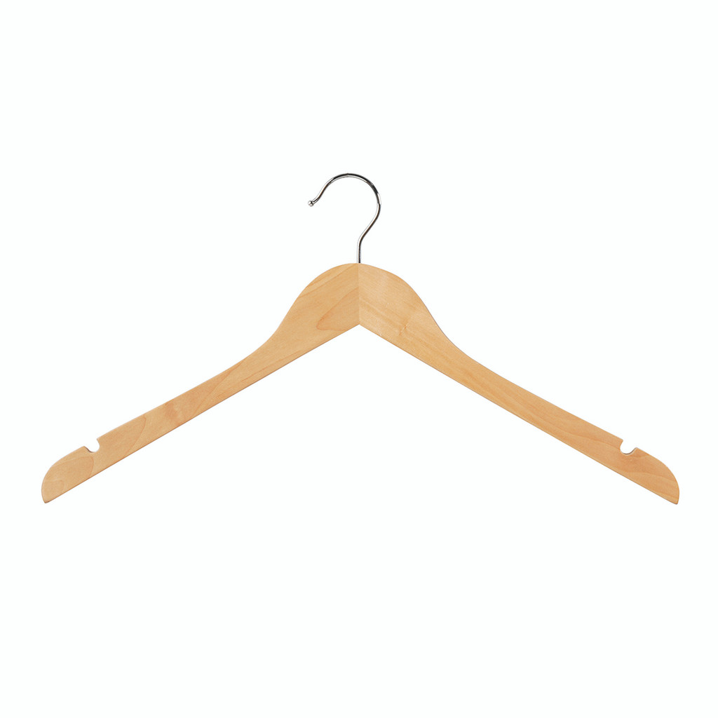 Shop for Shops Wooden hanger premium contoured wishbone with notches 440 W x 14 mm Thick(H2628BH)