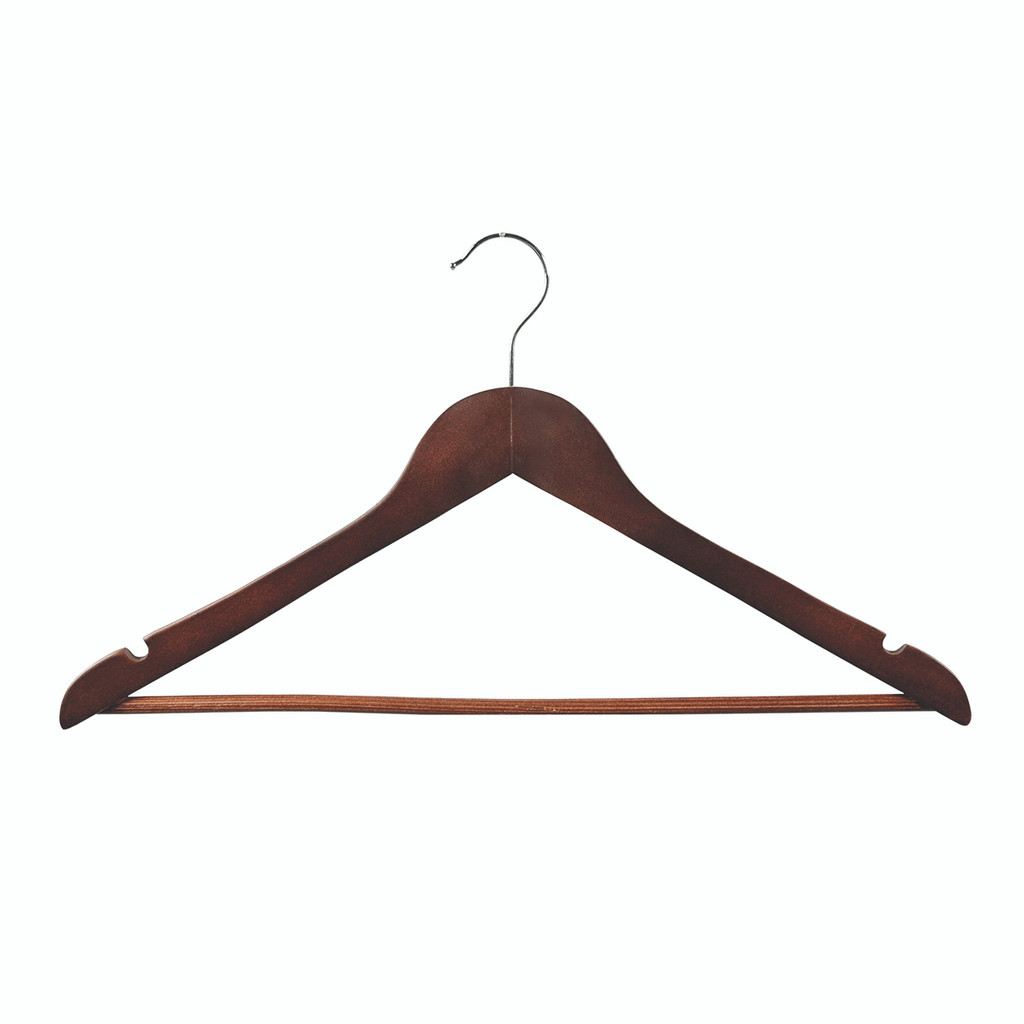 Wooden hanger with notches & rail (H2630WE)