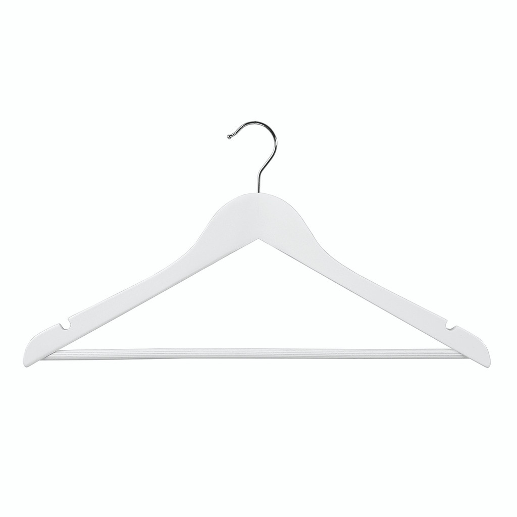 Wooden hanger with notches & rail (H2630WH)