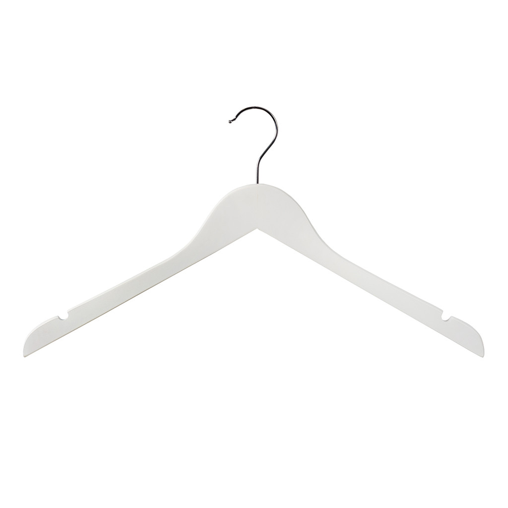 Wooden hanger slimline wishbone with notches (H2642WH)