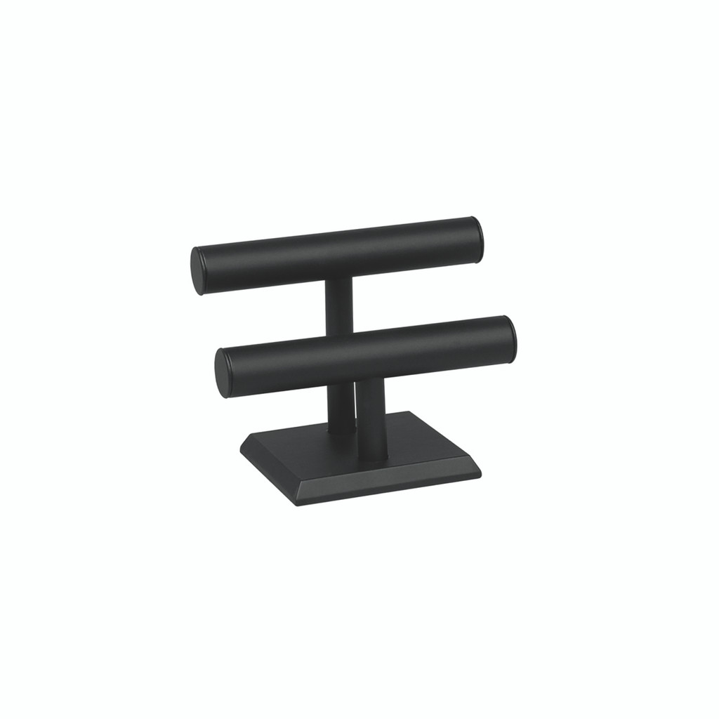 Shop for Shops Leatherette jewellery bar two tier 250 W x 150 D x 200 mm H(M3402BK)