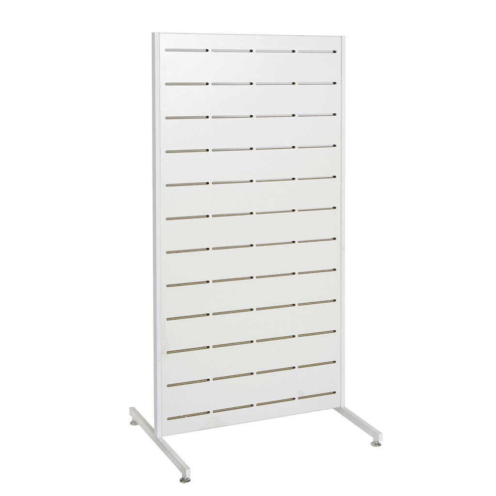 Shop for Shops Dash slatwall timber lamin. Freestanding panel on legs 630 W x 1264 mm H(M8402WH)