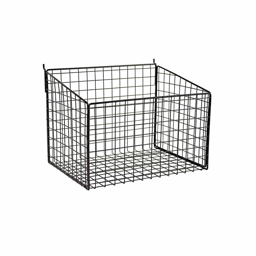 Shop for Shops Slatwall mesh basket with low front 345 W x 260 D x 250 mm H(S1641BK)