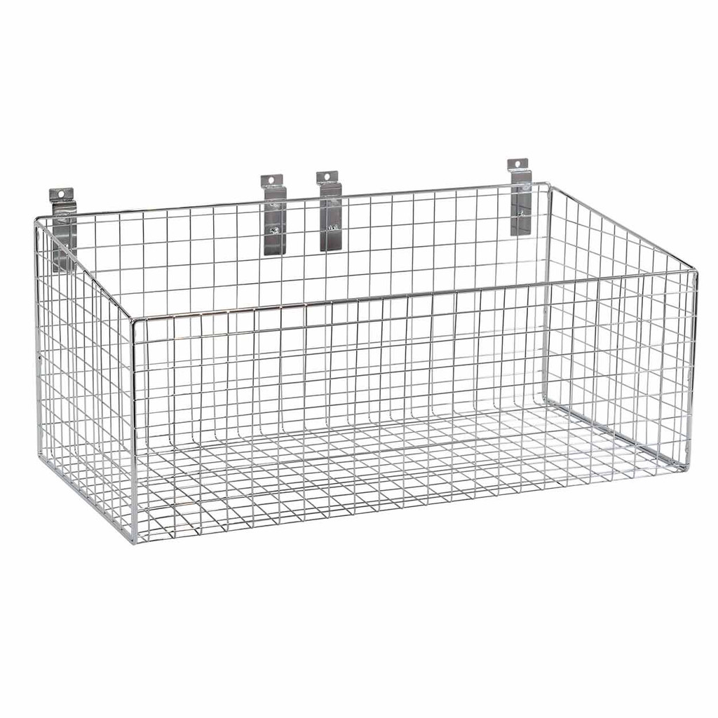 Shop for Shops Slatwall mesh basket with low front 586 W X 300 D X 280 mm H(S1643CH)
