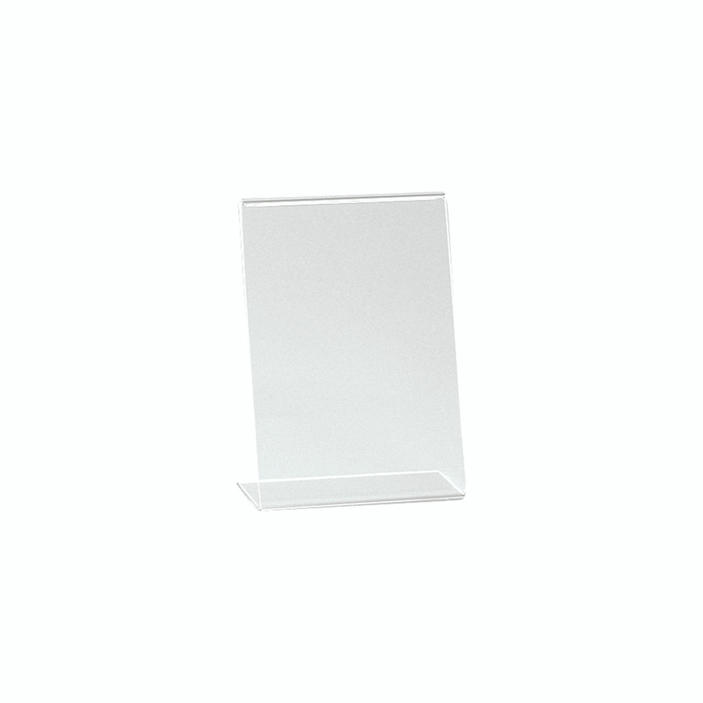 Shop for Shops Single sided angled acrylic sign holder A6 Portrait with 60 mm D Base(T2711CA)