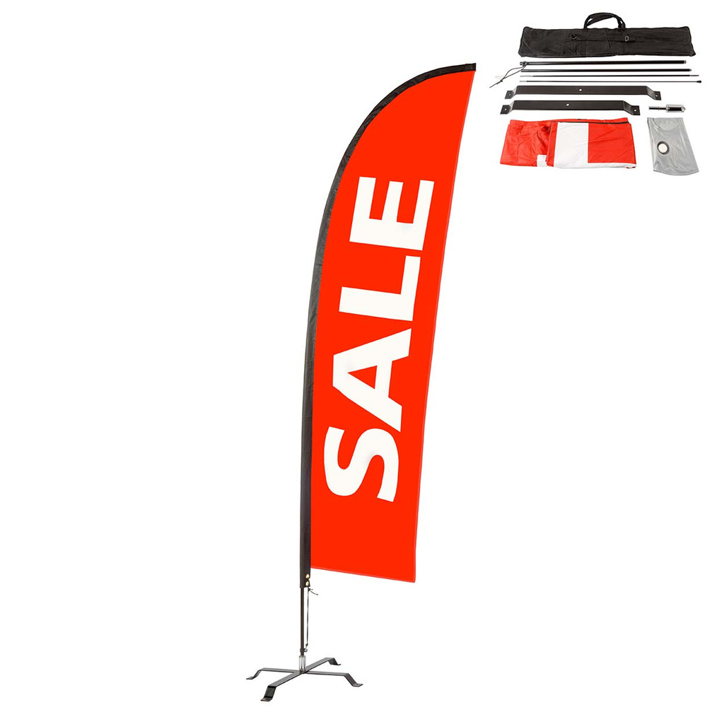 Shop for Shops Deluxe exterior flagkit "sale" with pole, base & water bag Double Sided - 3300 mm H(T3331RDWH)