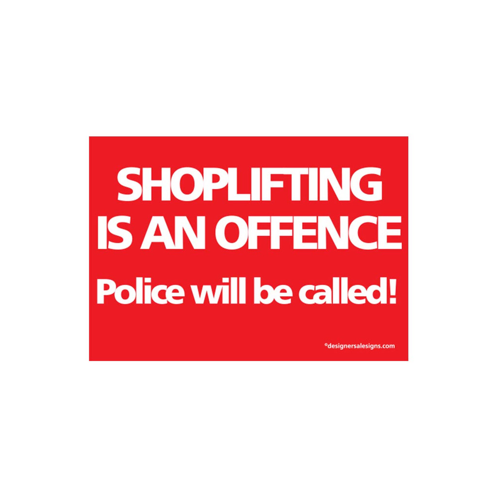 Shop for Shops Sign "shoplifting is an ..." A5 landscape 210 W x 148 mm H(T5135RDWH)