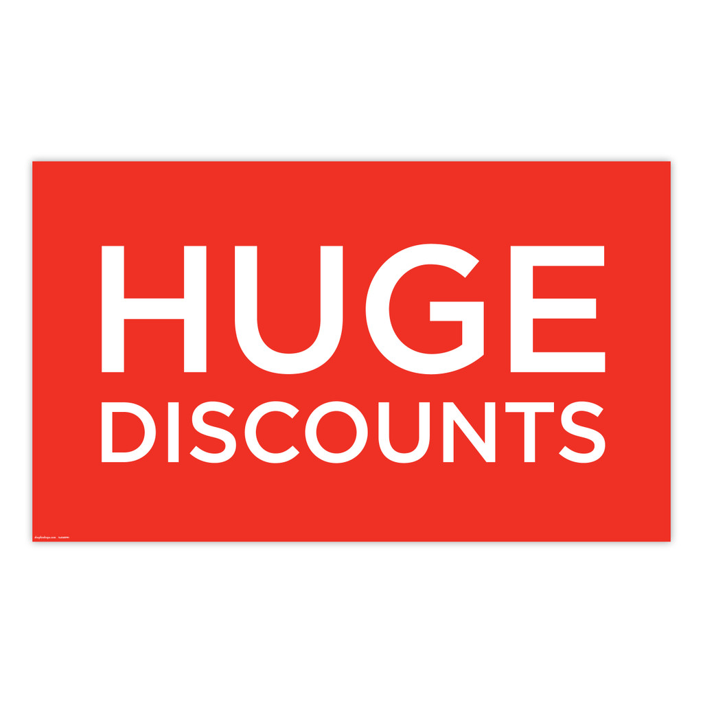 Shop for Shops Poster "HUGE DISCOUNTS" Landscape 1000 W x 594mm H(T4436RDWH)
