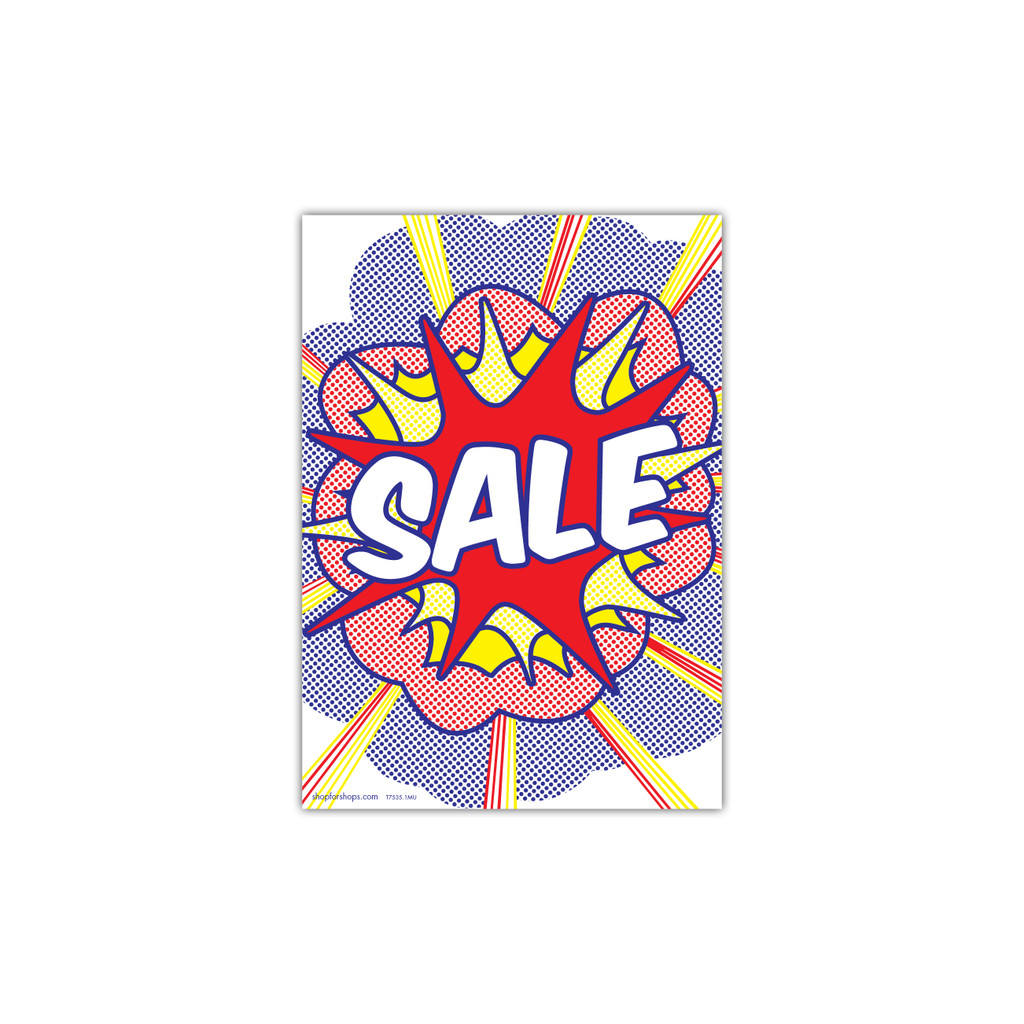 Shop for Shops A4 portrait double sided sign card "SALE" (comic book style) (pack of 5) 210 W x 297 mm H(T7535.1MU)