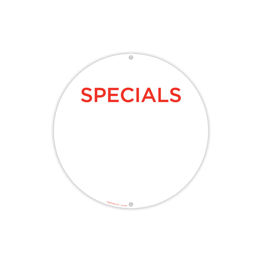 Shop for Shops Round double sided poster "SPECIALS" (writable) Double Sided 400mm DIA(T4723WHRD)