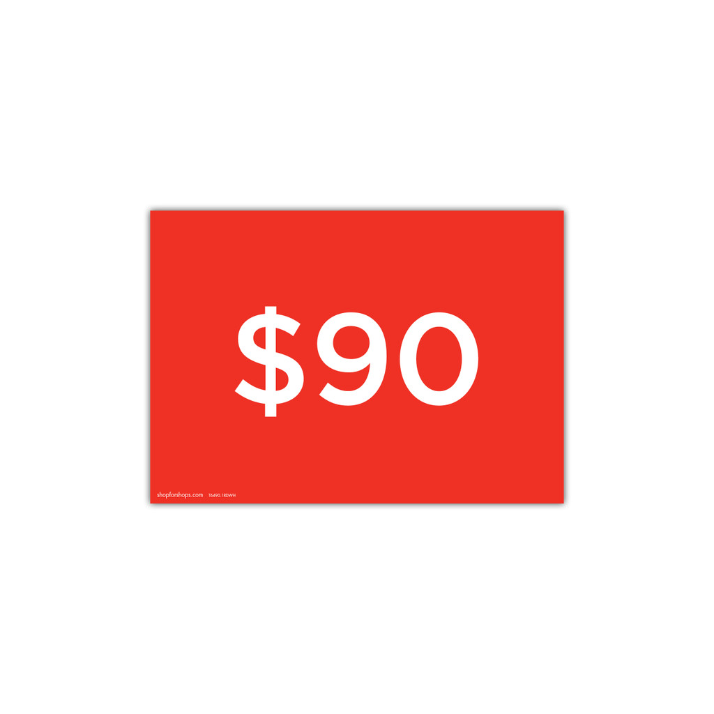 Shop for Shops A4 landscape double sided sign card "$90" (pack of 5) 297 W x 210 mm H(T6490.1RDWH)