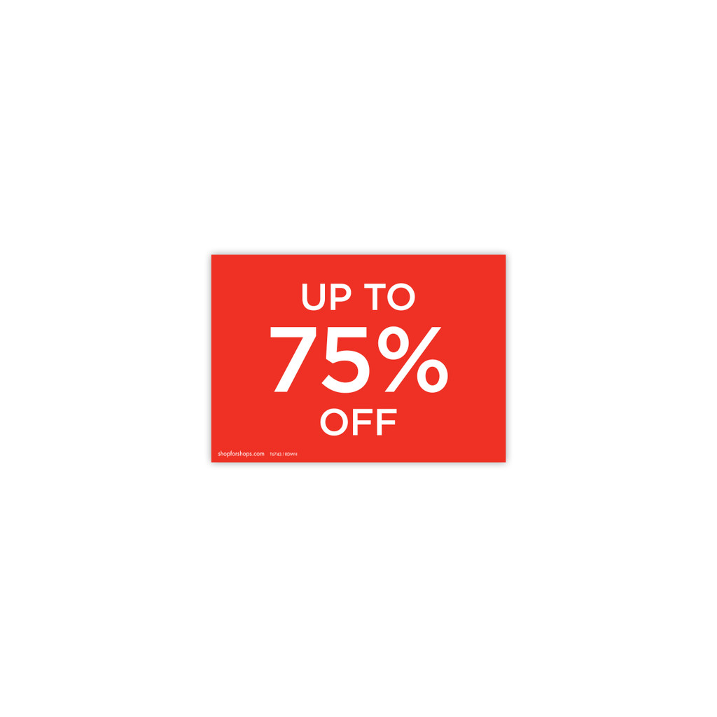 A5 landscape double sided sign  "up to 75% off" (pack of 5) (T6743.1RDWH)