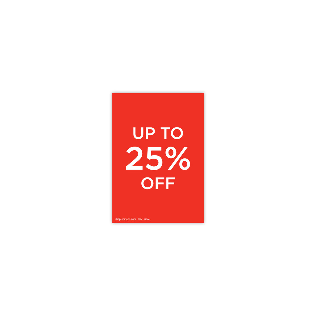 A5 portrait double sided sign "up to 25% off" (pack of 5) (T7741.1RDWH)