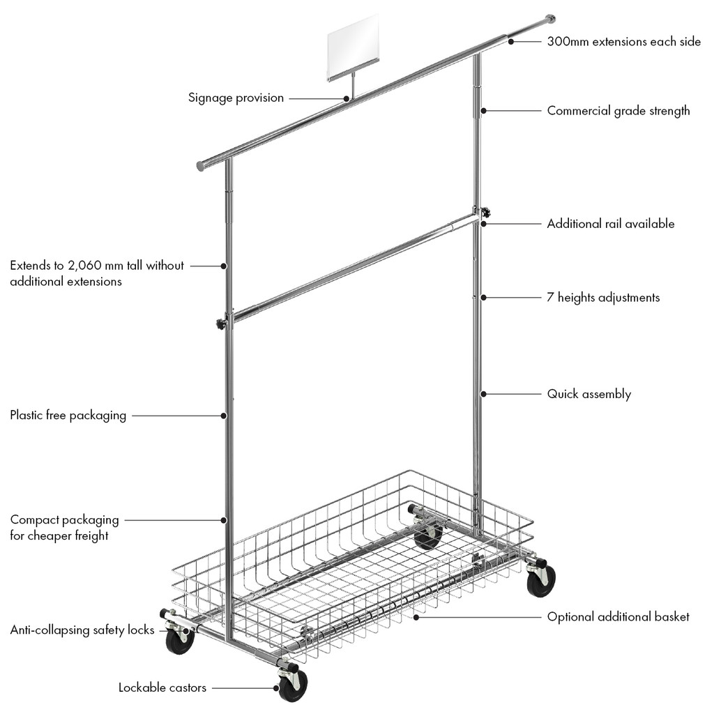 Collapsible mobile clothes rack(R1233.2CH)