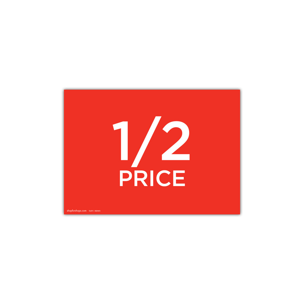 A4 landscape double sided sign card "1/2 price" (pack of 5) (T6591.1RDWH)