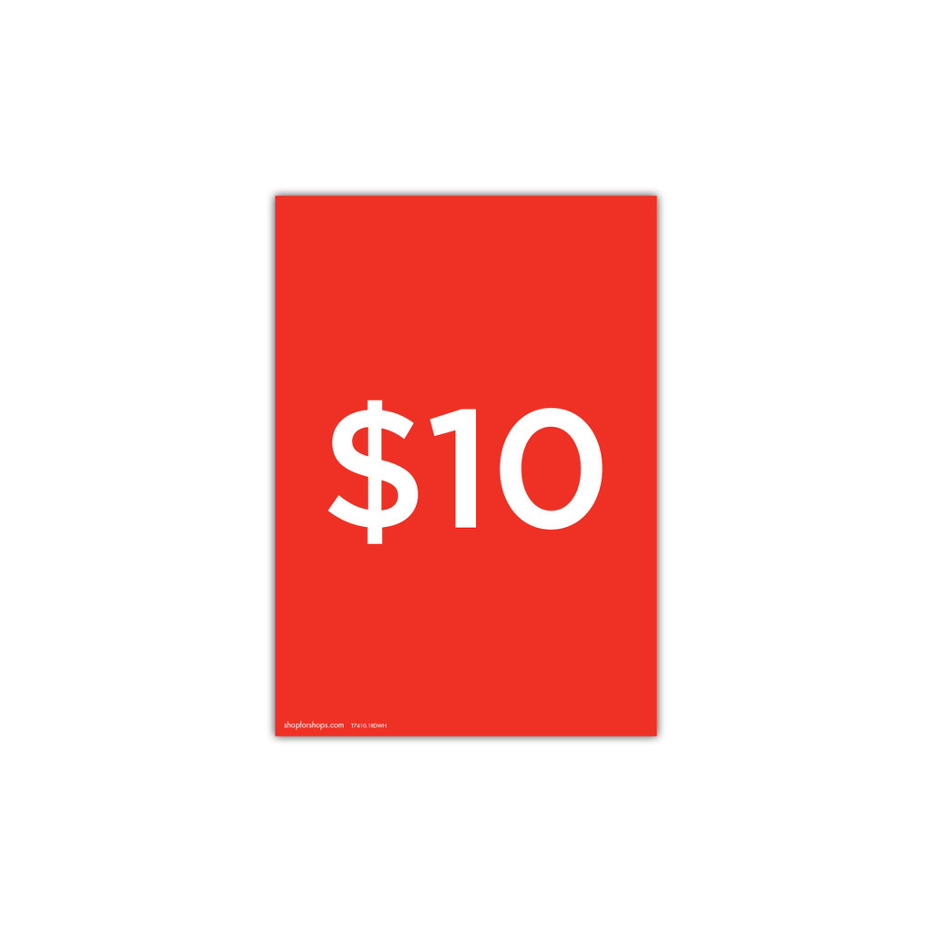 Shop for Shops A4 portrait double sided sign card "$10" (pack of 5) 210 W x 297 mm H(T7410.1RDWH)