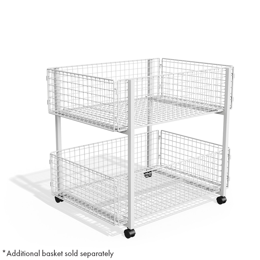 Merchandising wire basket on legs with castors - large (M1707WTS)