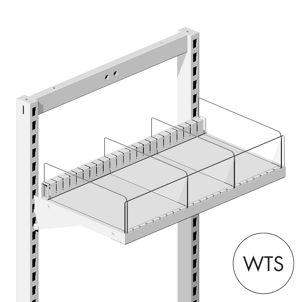 MAXe 30 mm shelf divider rear adaptor 1200 mm bay (E9122.4WTS)