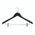 Shop for Shops Wooden hanger premium contoured with notches & adjustable clips 440 W x 14 mm Thick(H2631BK)