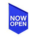 Shop for Shops Vinyl flag "now open" for T3366WH 420 W x 670 mm H(T3368BLWH)