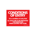 Shop for Shops Sign "conditions of entry" A5 landscape 210 W x 148 mm H(T5123RDWH)