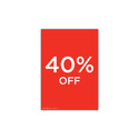 Shop for Shops A4 portrait double sided sign card "40% off" (pack of 5) 210 W x 297 mm H(T7540.1RDWH)