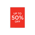Shop for Shops A4 portrait double sided sign card "up to 50% off" (pack of 5) 210 W x 297 mm H(T7542.1RDWH)