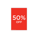 Shop for Shops A4 portrait double sided sign card "50% off" (pack of 5) 210 W x 297 mm H(T7550.1RDWH)