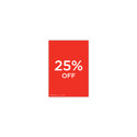 Shop for Shops A5 portrait double sided sign card "25% off" (pack of 5) 148 W x 210 mm H(T7725.1RDWH)