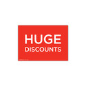 Shop for Shops A4 landscape double sided sign card "HUGE DISCOUNTS" (pack of 5) 297 W x 210 mm H(T6536.1RDWH)