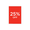 Shop for Shops A4 portrait double sided sign card "25% off" (pack of 5) 210 W x 297 mm H(T7525.1RDWH)