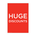 Shop for Shops A3 portrait double sided sign card "HUGE DISCOUNTS" 297 W x 420 mm H(T9536.1RDWH)