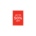 Shop for Shops A5 portrait double sided sign card "up to 50% off" (pack of 5) 148 W x 210 mm H(T7742.1RDWH)