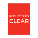 Shop for Shops A3 portrait double sided sign card "REDUCED TO CLEAR" 297 W x 420 mm H(T9549.1RDWH)
