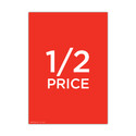 Shop for Shops A3 portrait double sided sign card "1/2 price" 297 W x 420 mm H(T9591.1RDWH)