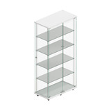 Shop for Shops Budget 4-shelf tower showcase on wheels with lockable doors 770 W x 400 D x 1580 mm H(F2955CGWH)
