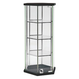 Hex glass counter top showcase with 3 shelves & lockable door  350 DIA x 700 mm H(F7000BK)