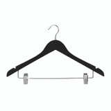 Shop for Shops Wooden hanger premium contoured with notches & adjustable clips 440 W x 14 mm Thick(H2631BK)
