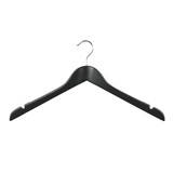 Wooden hanger premium contoured wishbone with notches & ribs  440 W x 14 mm Thick(H2651BK)