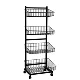 4 x wire baskets on single sided stand with lockable castors  570 W x 410 D x 1520 mm H(M1610BK)