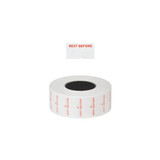 "Best before" labels for one line pricing gun T1970RD pack of 5 rolls 21 x 12  mm (1000 per roll)(T1973WH)