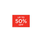 Shop for Shops A5 landscape double sided sign card "up to 50% off" (pack of 5) 210 W x 148 mm H(T6742.1RDWH)
