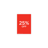 Shop for Shops A5 portrait double sided sign card "25% off" (pack of 5) 148 W x 210 mm H(T7725.1RDWH)