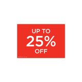 Shop for Shops A4 landscape double sided sign card "up to 25% off" pack of 5 297 W x 210 mm H(T6541.1RDWH)