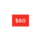 A5 landscape double sided sign card "$60" (pack of 5) 210 W x 148 mm H(T6660.1RDWH)