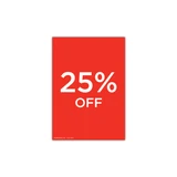 A4 portrait double sided sign card "25% off" (pack of 5) 210 W x 297 mm H(T7525.1RDWH)