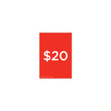 A5 portrait double sided sign card "$20" (pack of 5) 148 W x 210 mm H(T7620.1RDWH)