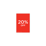 Shop for Shops A5 portrait double sided sign card "20% off" (pack of 5) 148 W x 210 mm H(T7720.1RDWH)