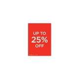 A5 portrait double sided sign card "up to 25% off" (pack of 5) 148 W x 210 mm H(T7741.1RDWH)