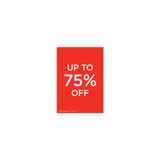 Shop for Shops A5 portrait double sided sign card "up to 75% off" (pack of 5) 148 W x 210 mm H(T7743.1RDWH)
